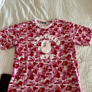 Bape Red and Pink Camo Short Sleeve Tee